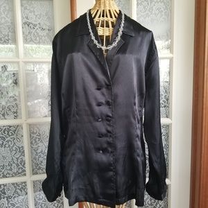 Black Button Down Shirt Sz 16 Made in France